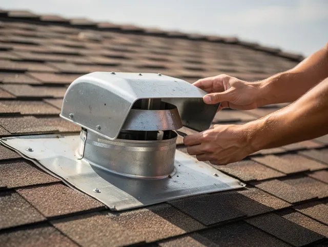Lawndale Dryer Vent Cleaning certified technician safely cleaning a roof-mounted dryer vent in Lawndale