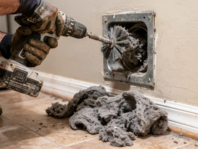 Certified Lawndale Dryer Vent Cleaning technician performing dryer vent cleaning in Lawndale